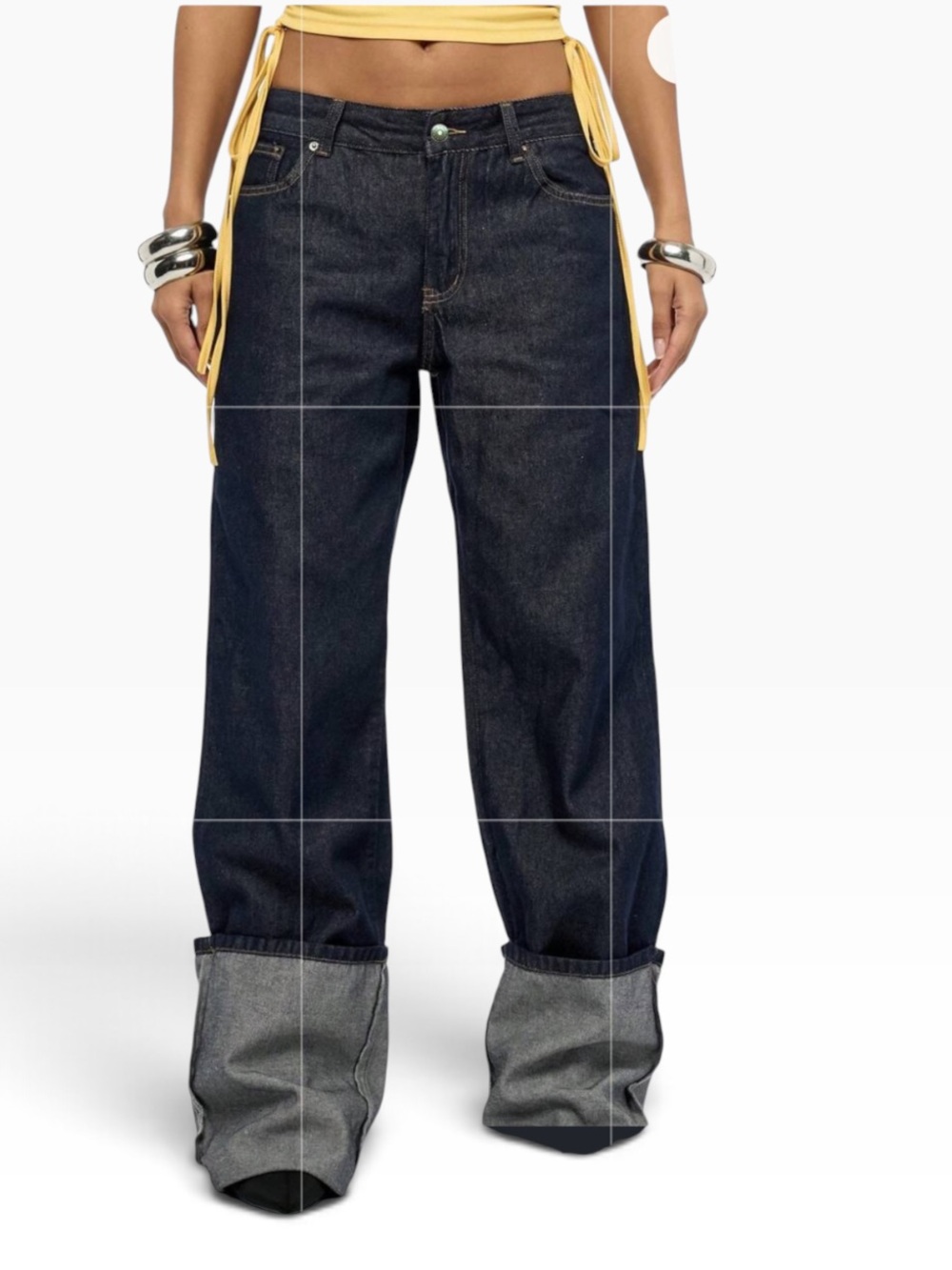 SUMWON Turn-Up Wide Leg Raw Denim Jeans – NWT – Size 25 | 33”